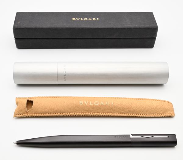 Bulgari Eccentric - Penna a sfera in acciaio brunito nero
