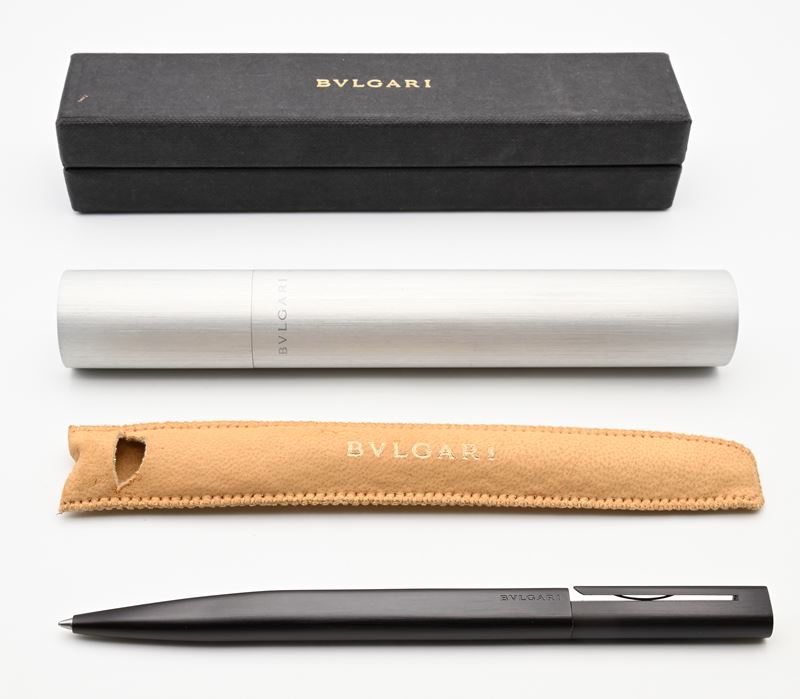 Bulgari Eccentric - Penna a sfera in acciaio brunito nero