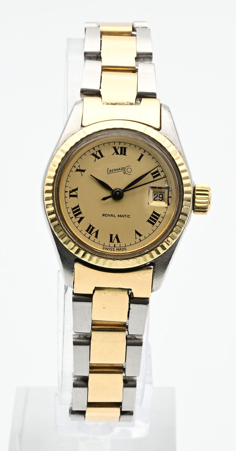 Eberhard Royal Matic - Orologio da polso automatico con datario da donna in acciaio ed oro giallo...