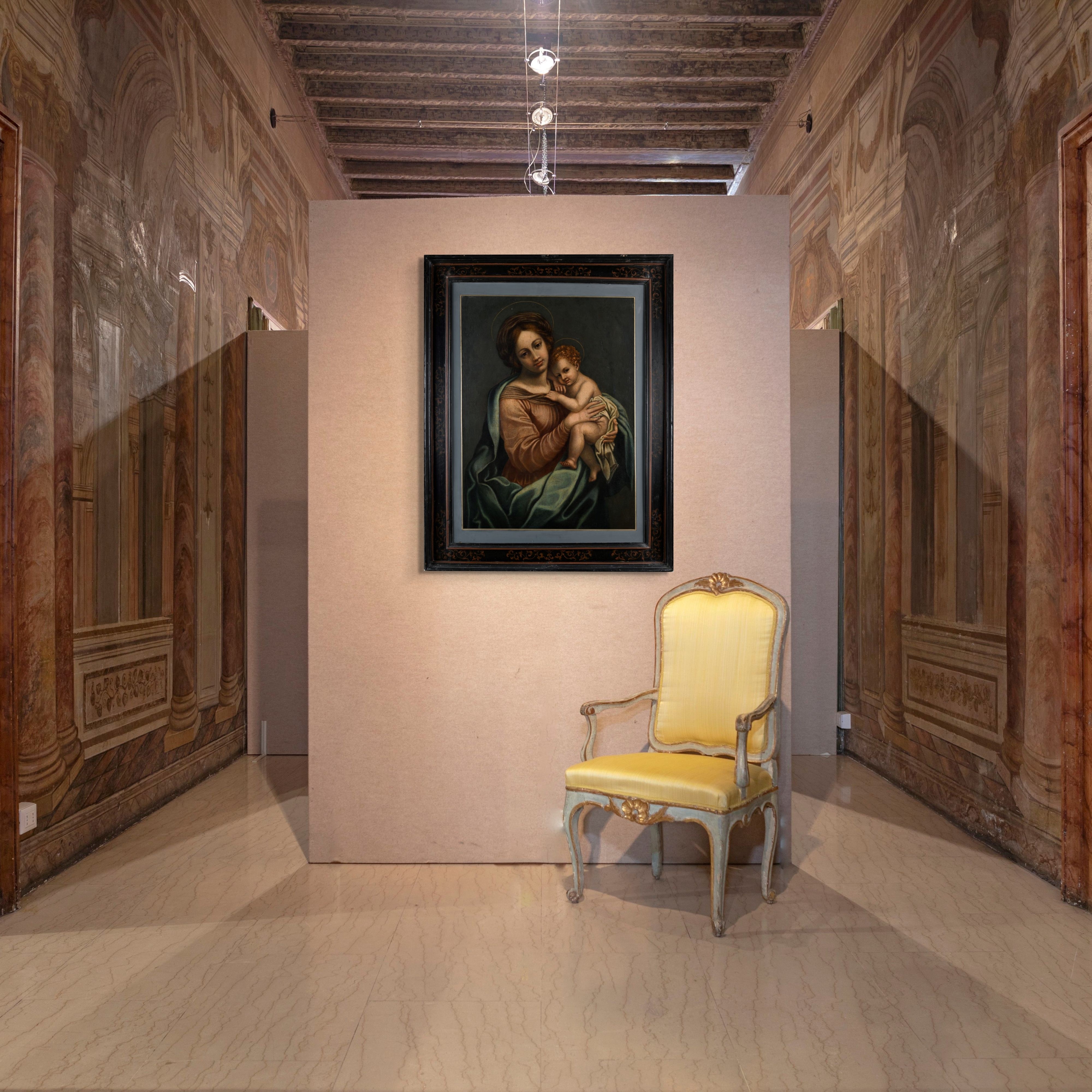 Pittore del XVII Secolo - Madonna col Bambino, olio su tela