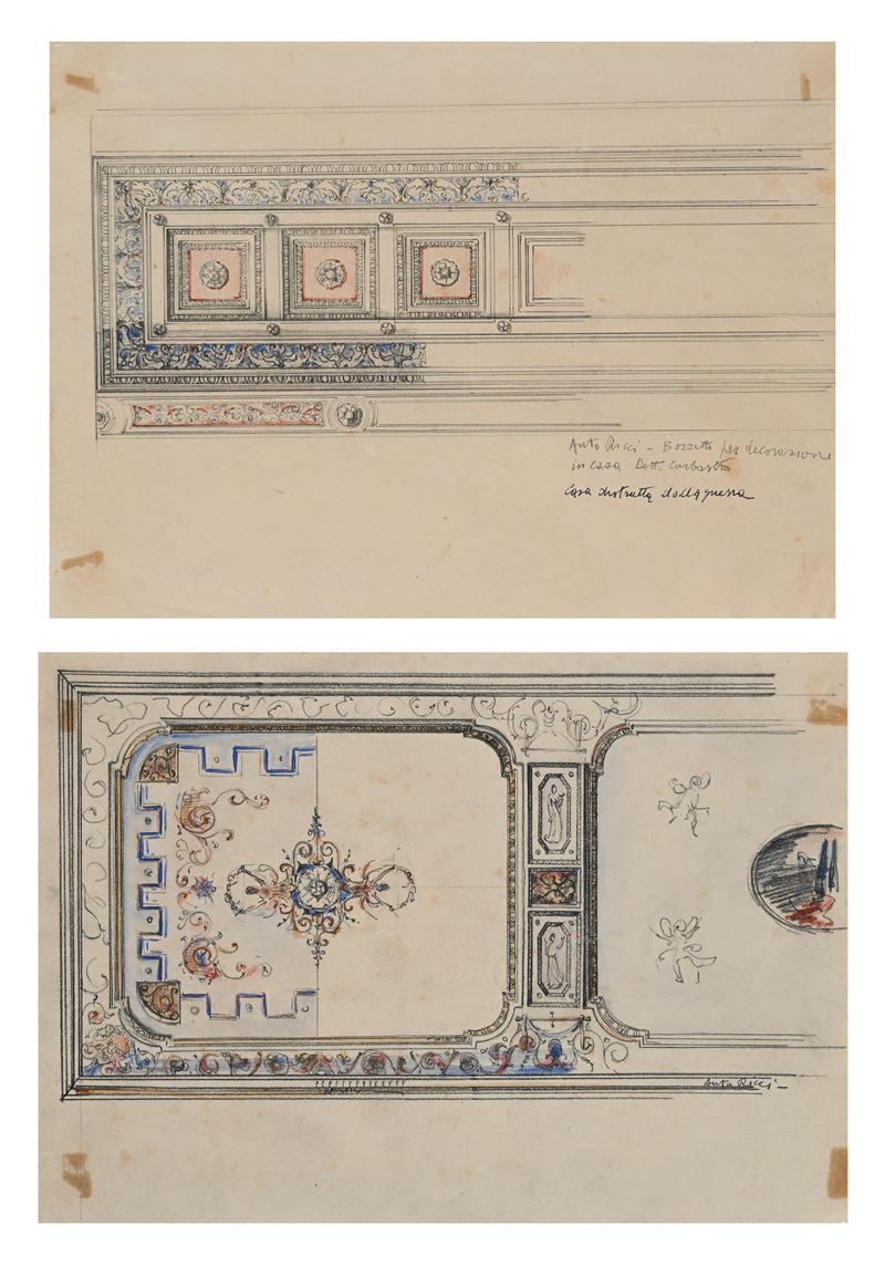 Bozzetto per decorazione in casa Dott. Curbastro - Studio di Soffitto