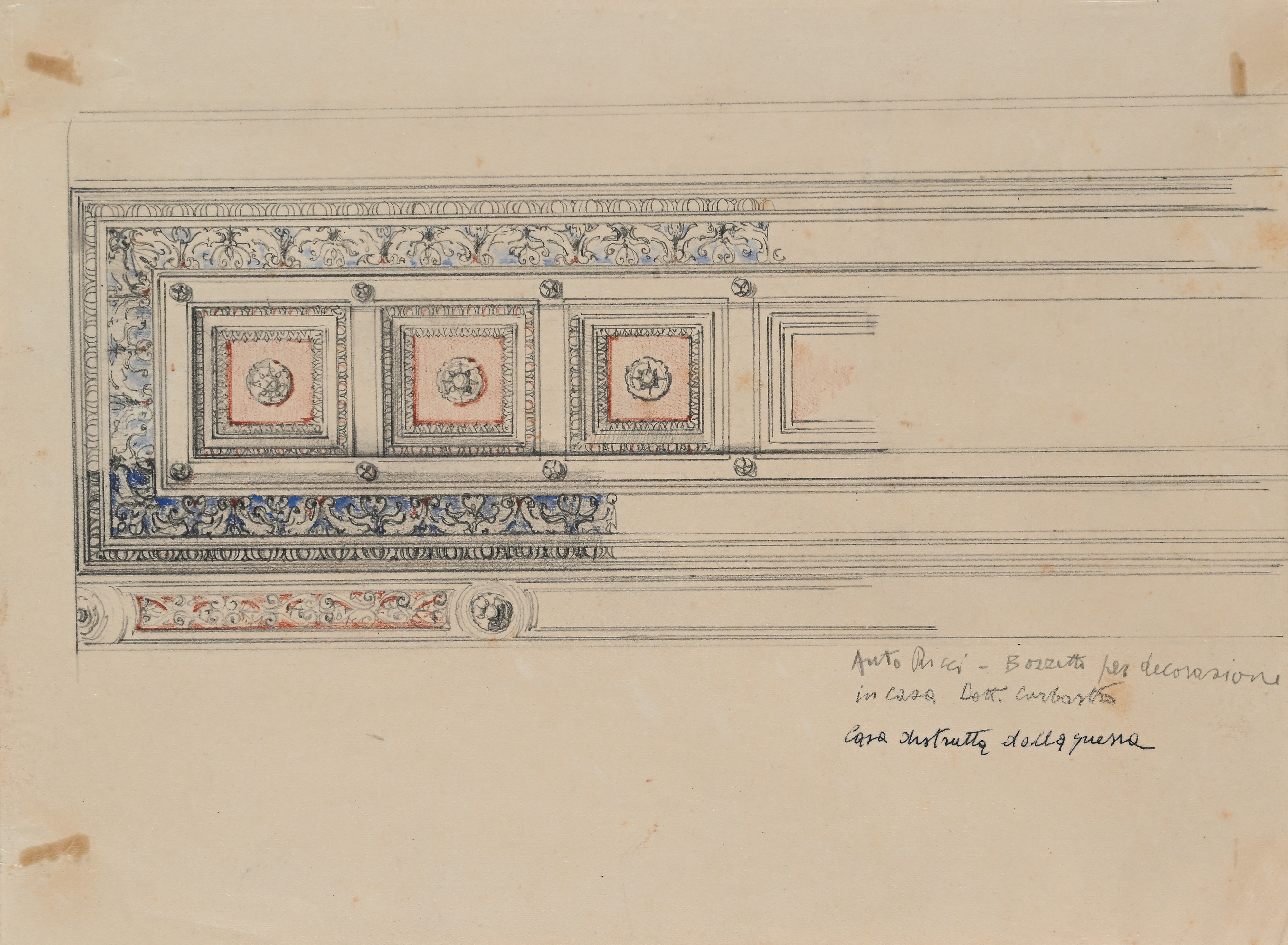 Bozzetto per decorazione in casa Dott. Curbastro - Studio di Soffitto