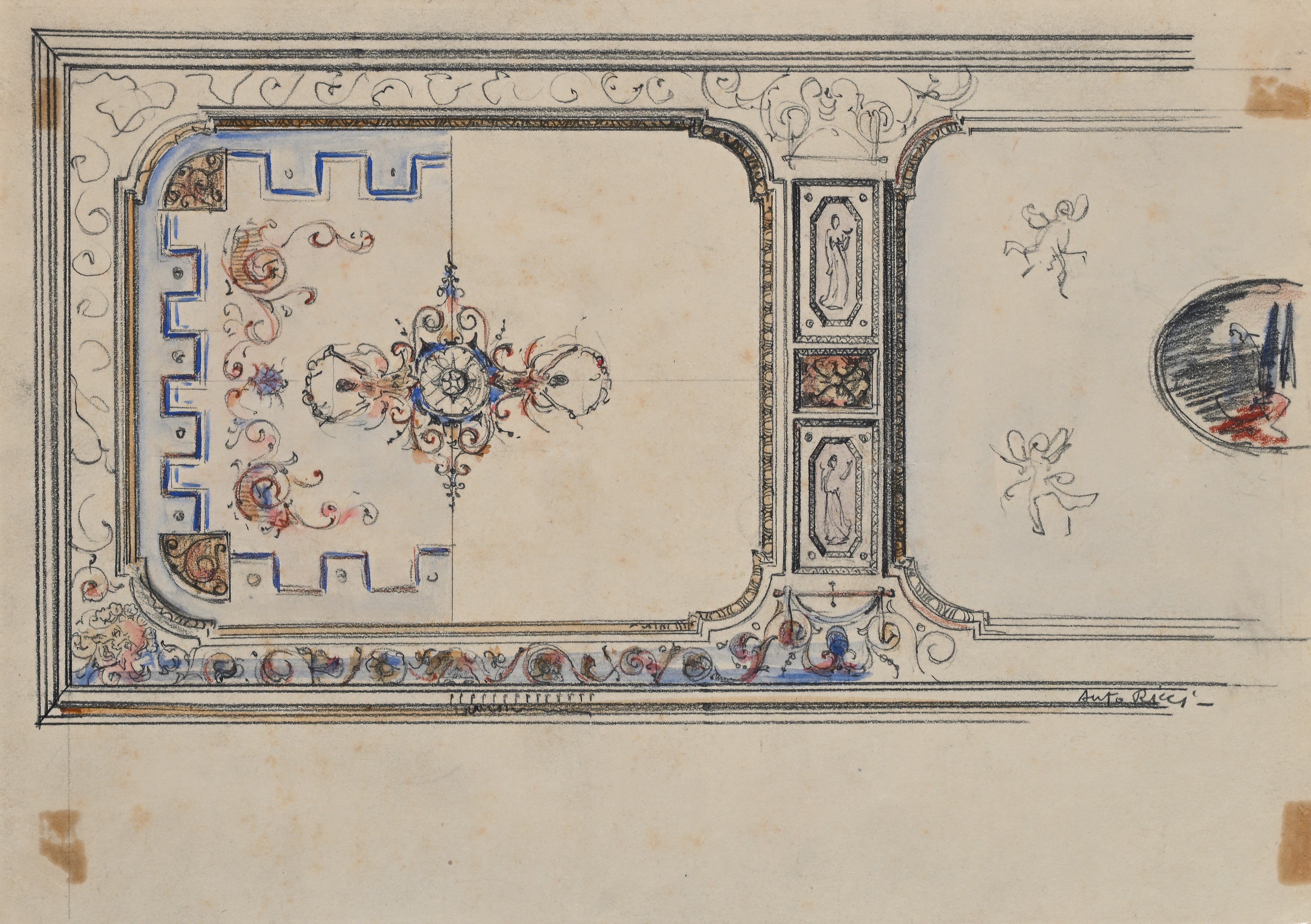 Bozzetto per decorazione in casa Dott. Curbastro - Studio di Soffitto