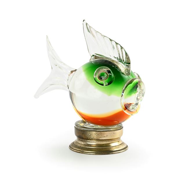 Pesce in vetro incolore e verde, Murano