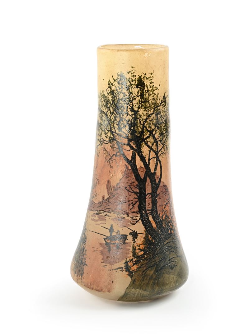 Vaso francese, Vaso in vetro inciso all'acido con paesaggio lacustre