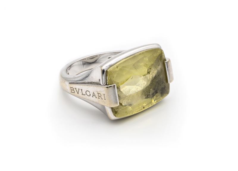 Bulgari, collezione Allegra, anello in oro e quarzo citrino
