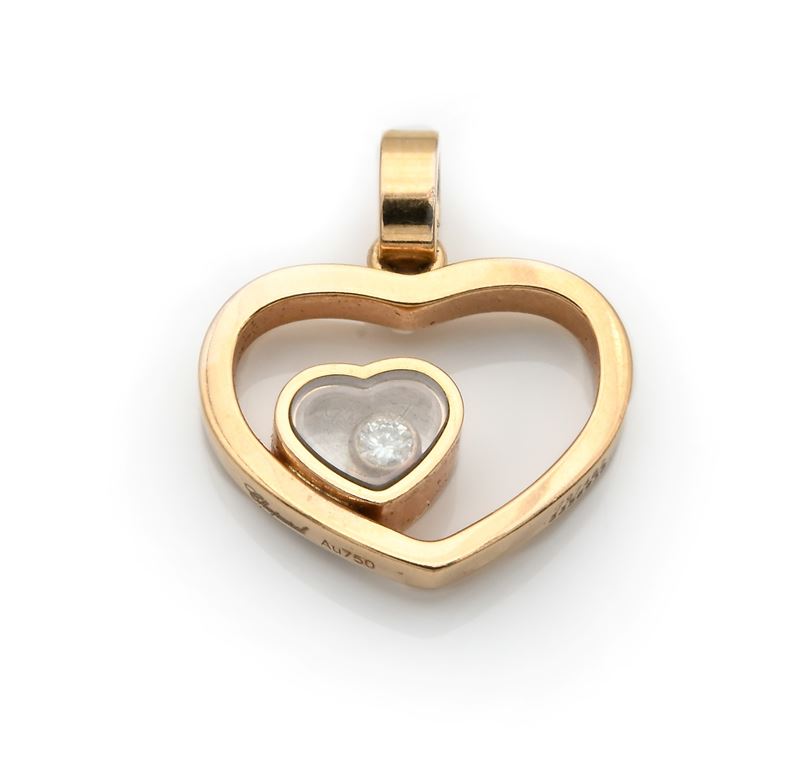 Chopard pendente a cuore in oro e brillante