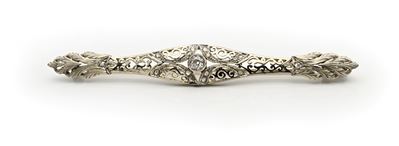 Spilla a barretta in oro bianco 750/000 con diamanti
