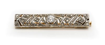 Spilla a barretta in oro bianco 750/000 con diamante rotondo brillante