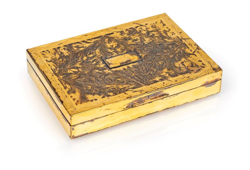 Scatola rettangolare in argento 800/000 dorato