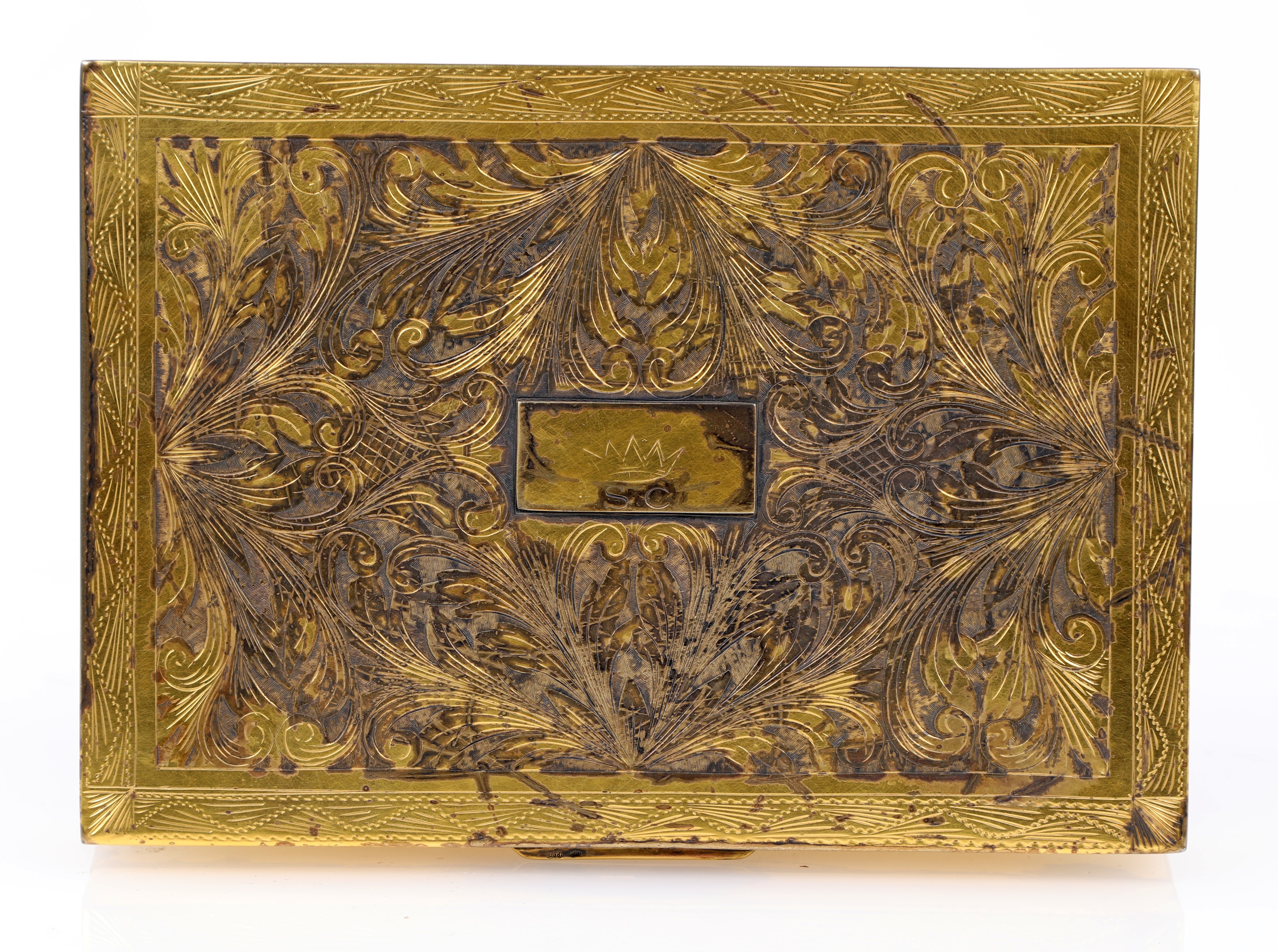 Scatola rettangolare in argento 800/000 dorato