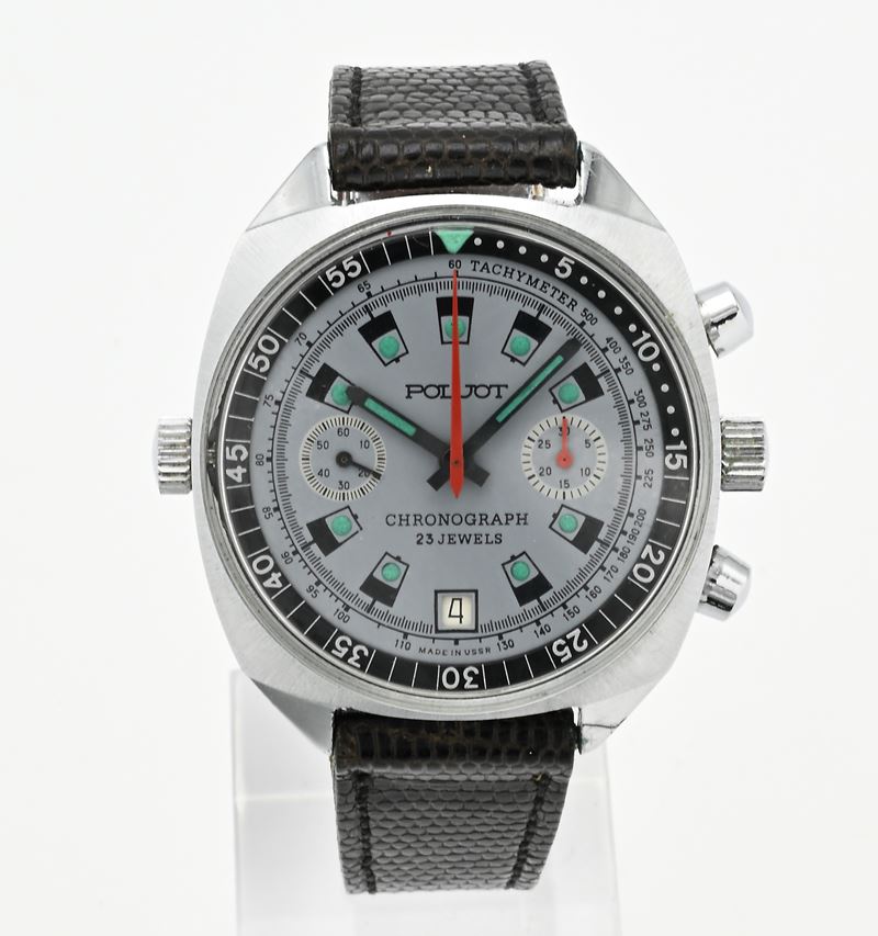 Poljot 3133 - Orologio Cronografo da polso a carica manuale con datario da uomo in metallo cromat...