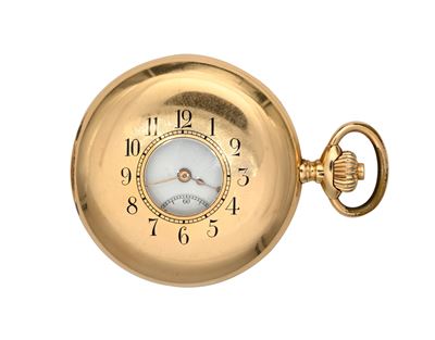 Cyrus, Orologio da tasca in oro occhio di bue con fondello decorato