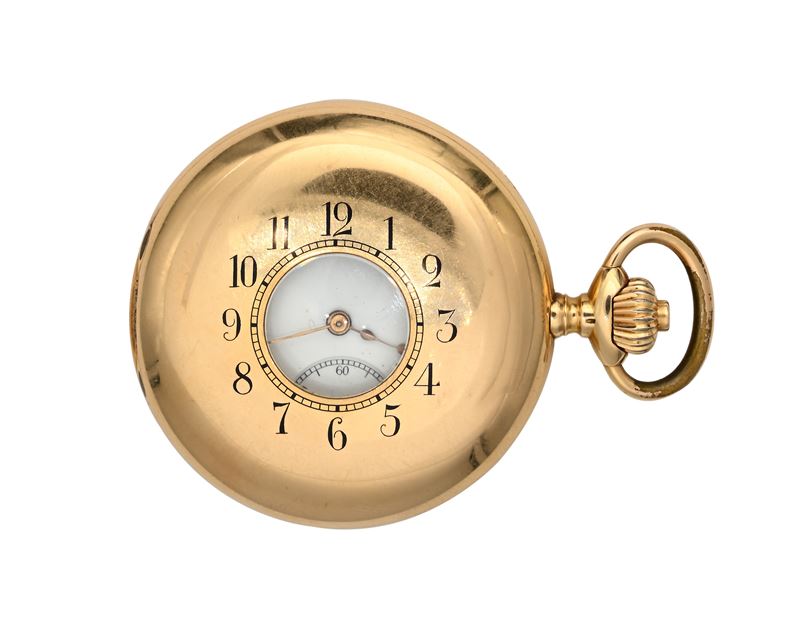 Cyrus, Orologio da tasca in oro occhio di bue con fondello decorato