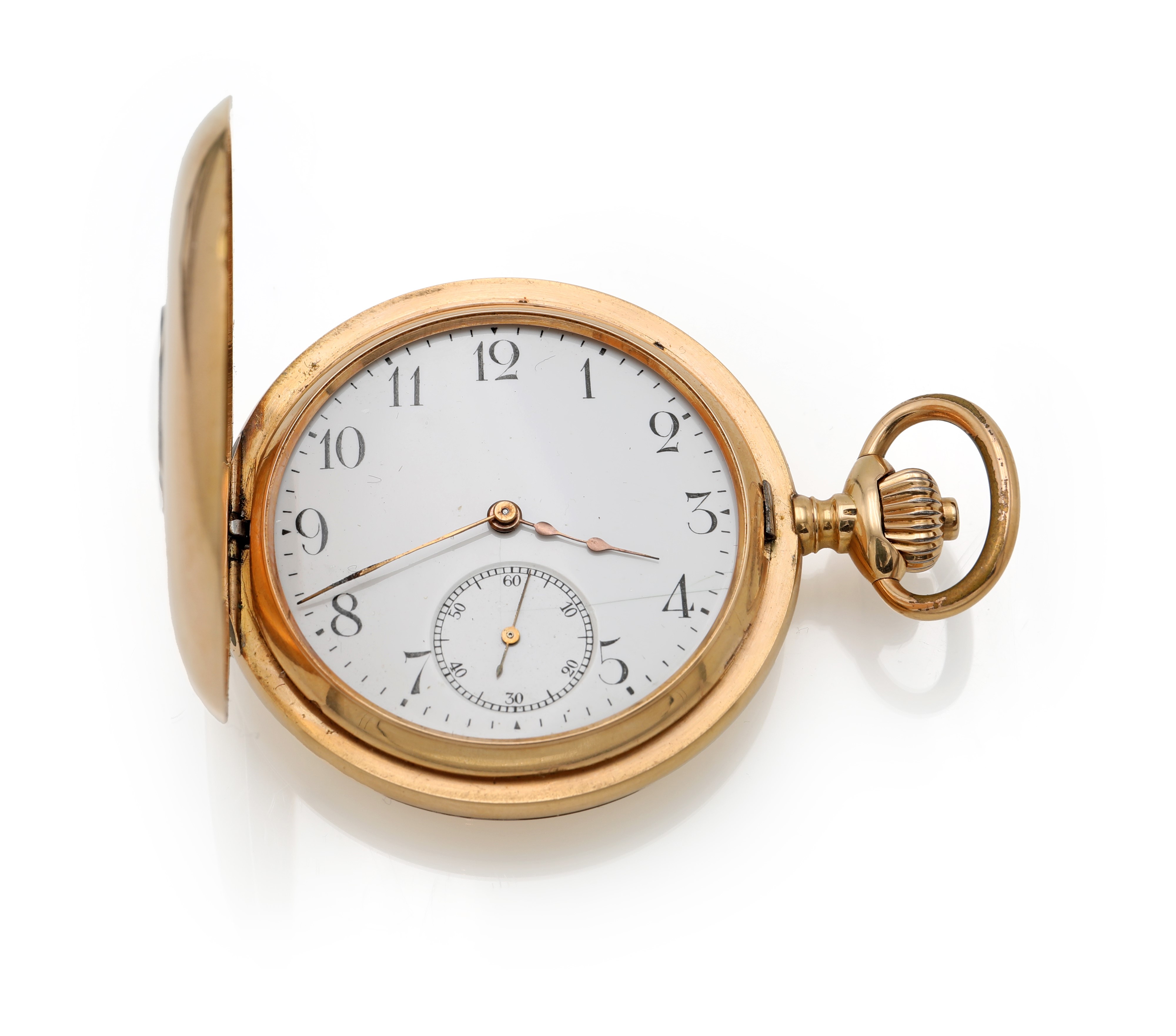 Cyrus, Orologio da tasca in oro occhio di bue con fondello decorato