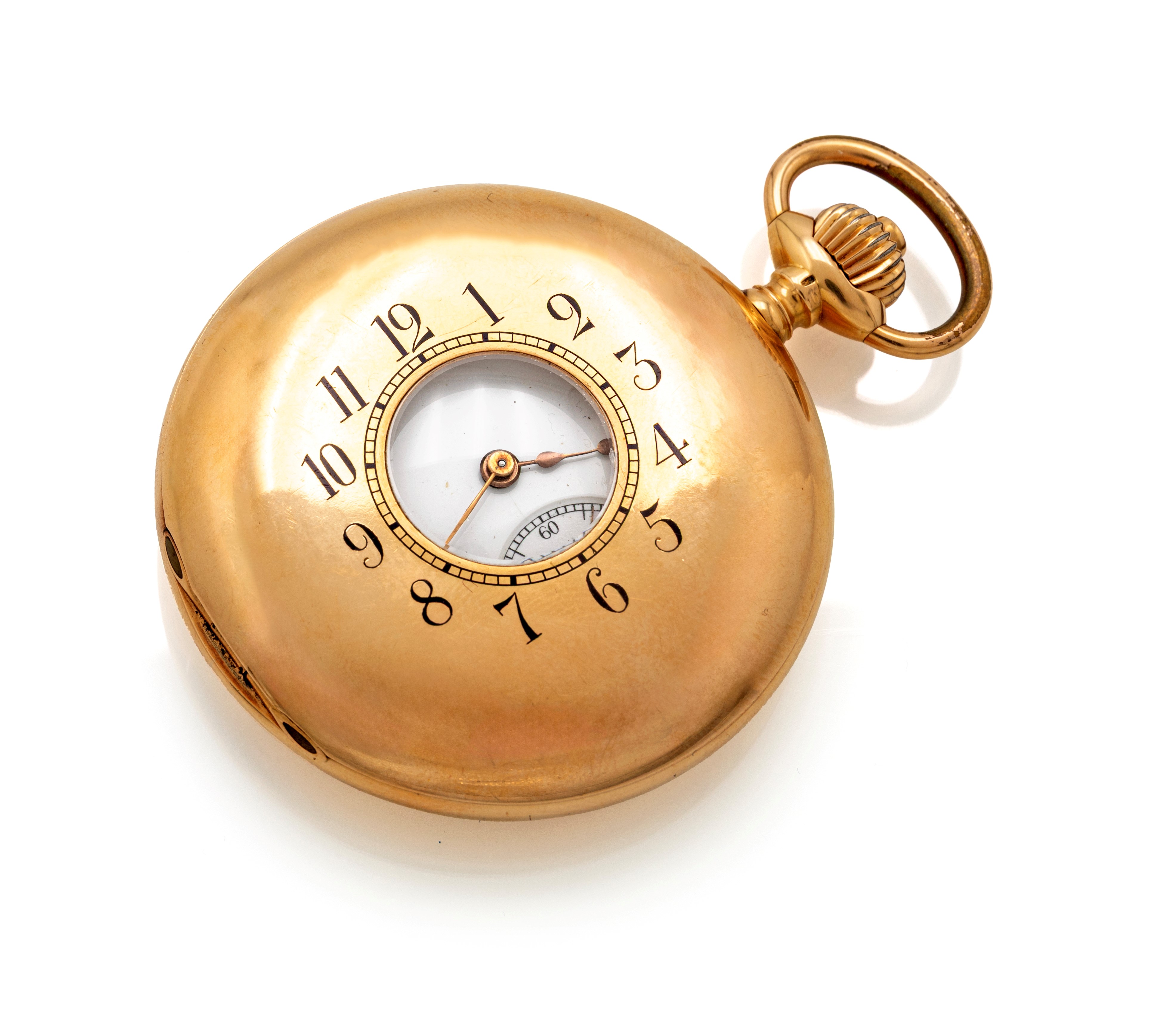 Cyrus, Orologio da tasca in oro occhio di bue con fondello decorato