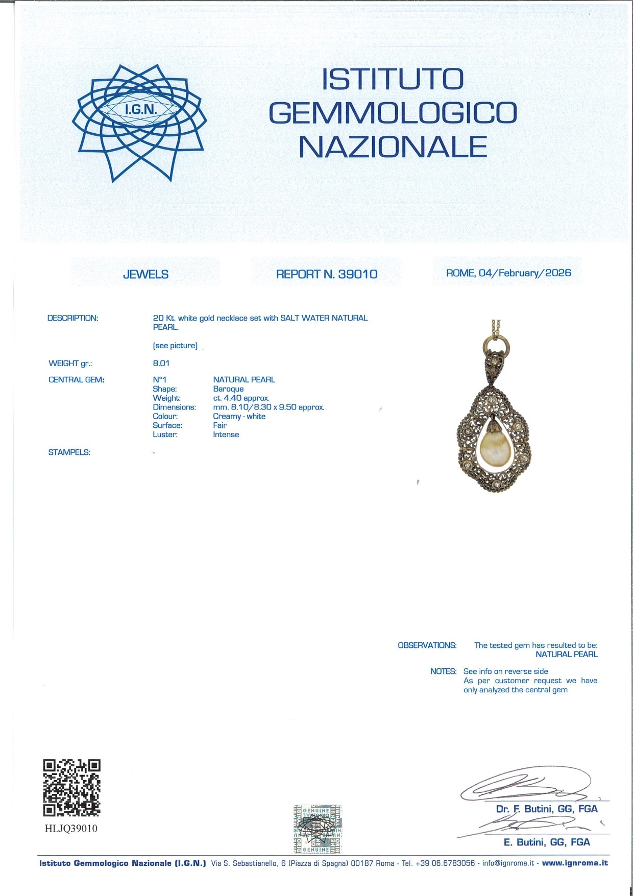 Pendente con catena antico, art nouveaux, in oro, perle naturali e diamanti