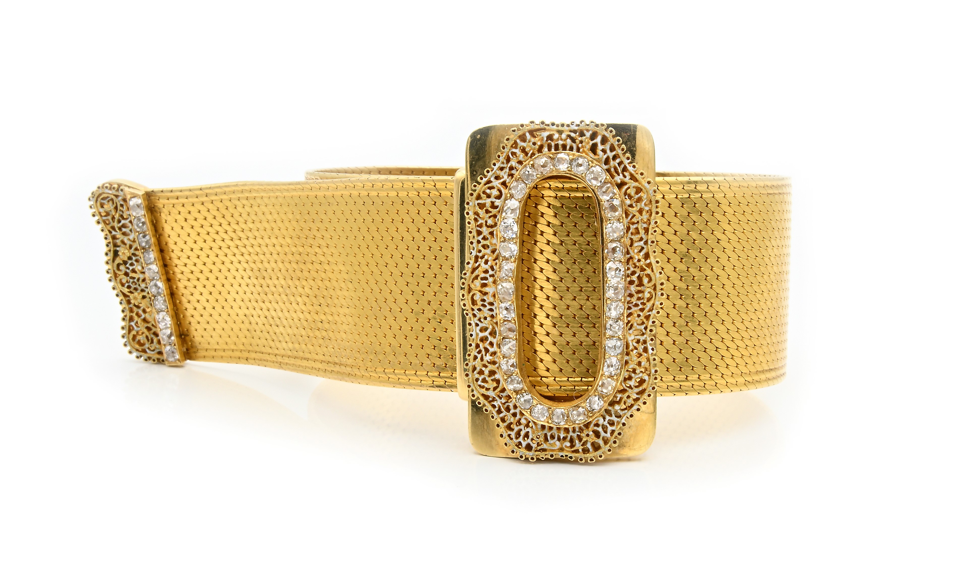 Bracciale francese a fibbia in oro e diamanti