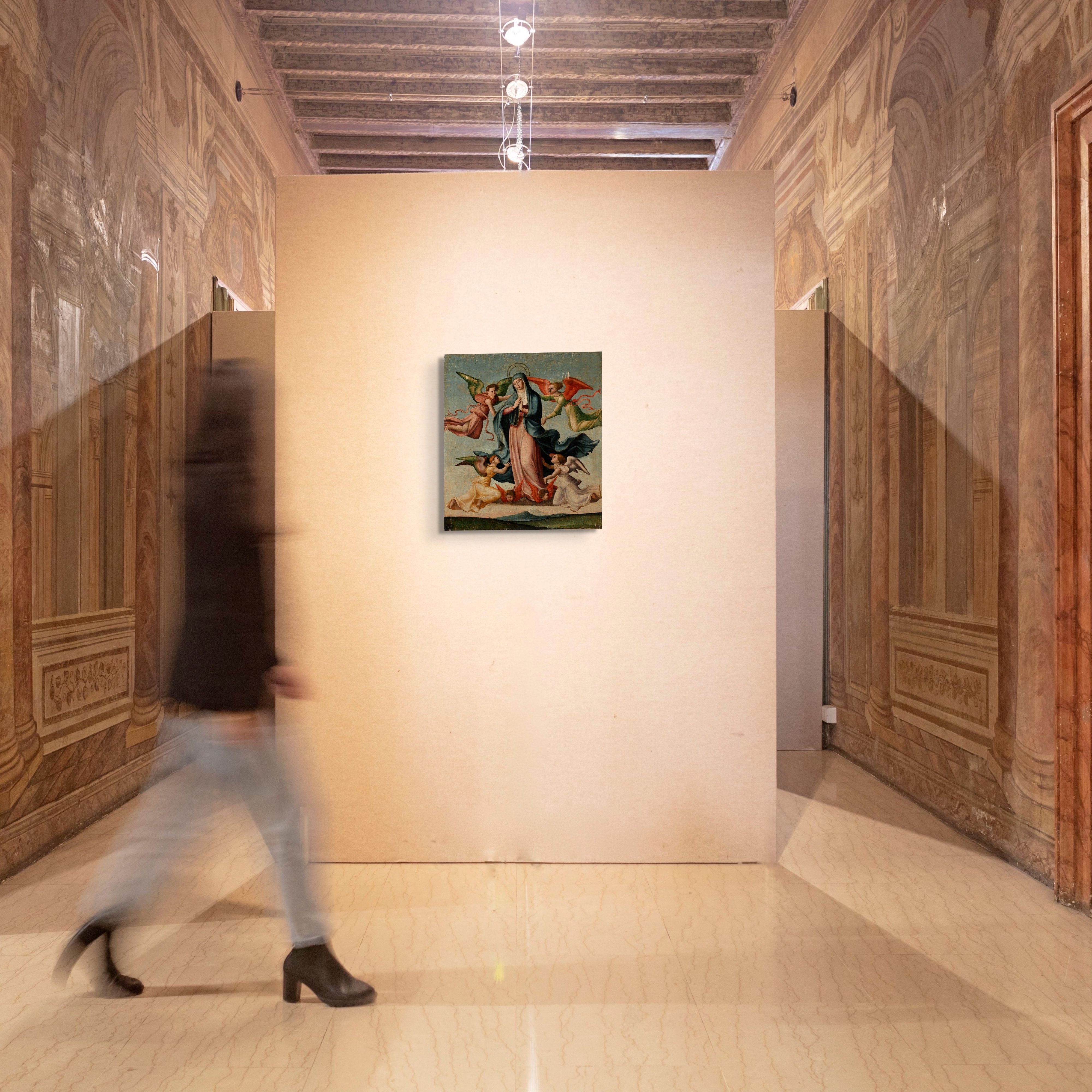 Scuola Toscana del XVI Secolo - Madonna Assunta con Angeli, olio su tavola