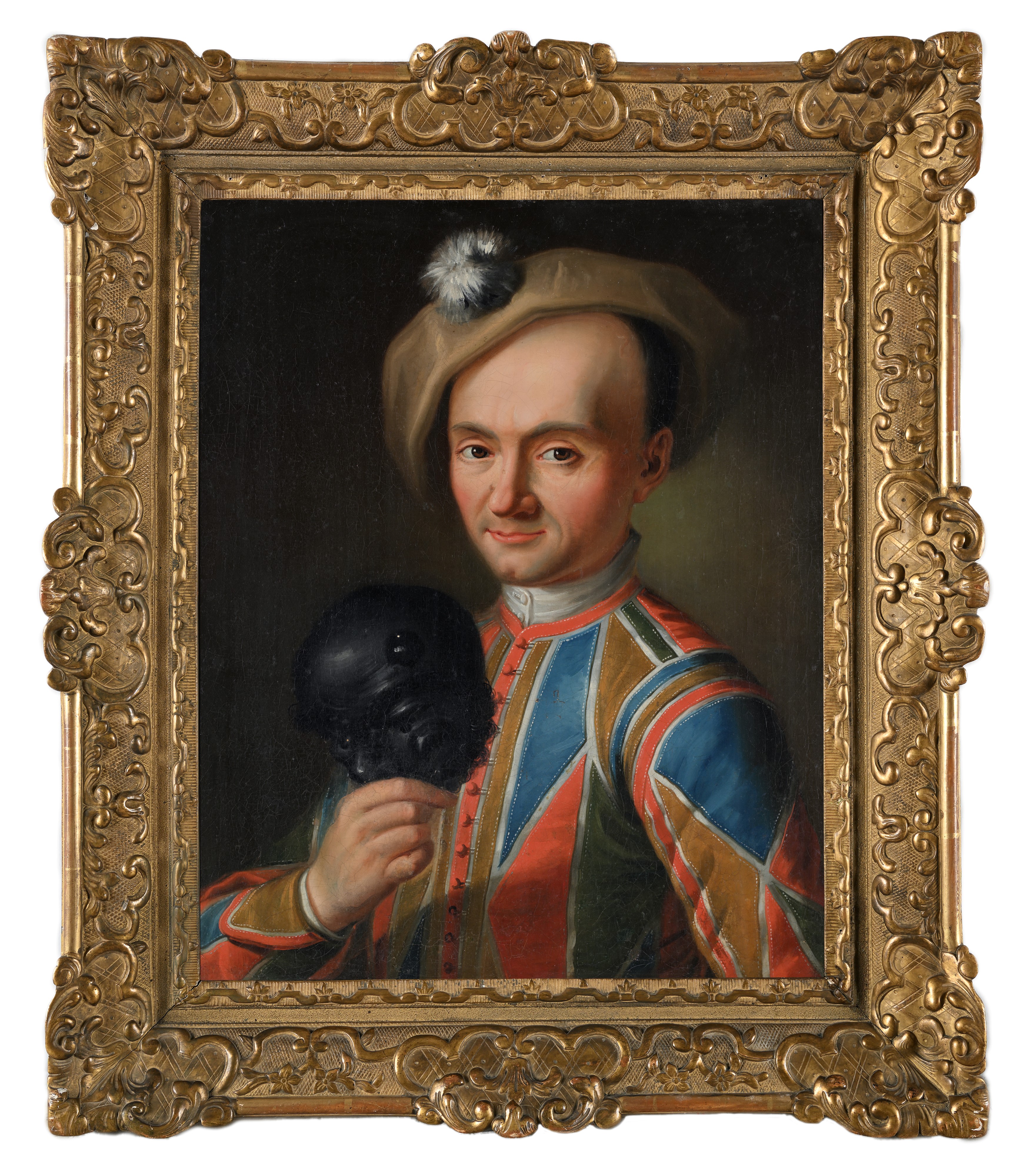 Scuola Fiorentina del XVIII Secolo - Ritratto di gentiluomo nei panni di Arlecchino, olio su tela...