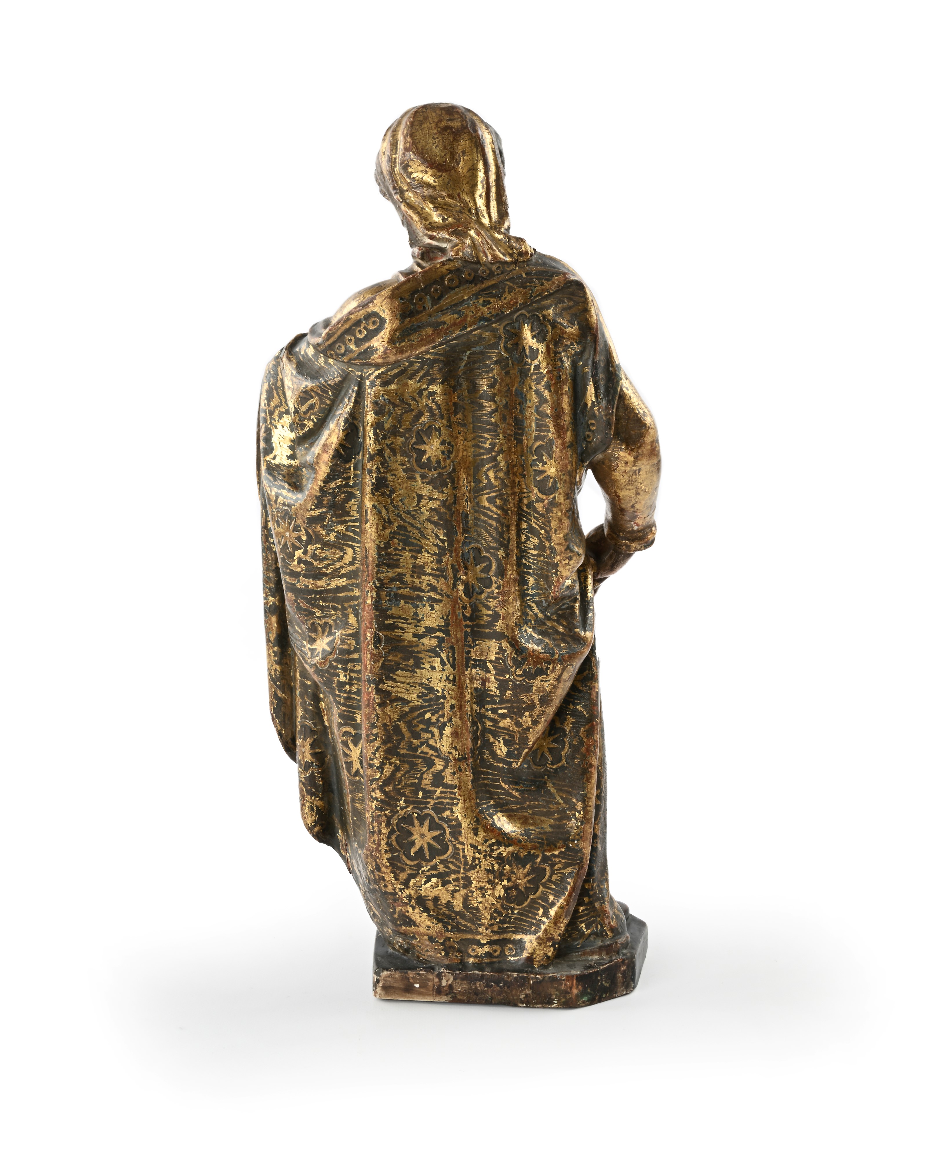 Scultura in legno policromo e decorato a "estofado de oro", Spagna, XVII secolo