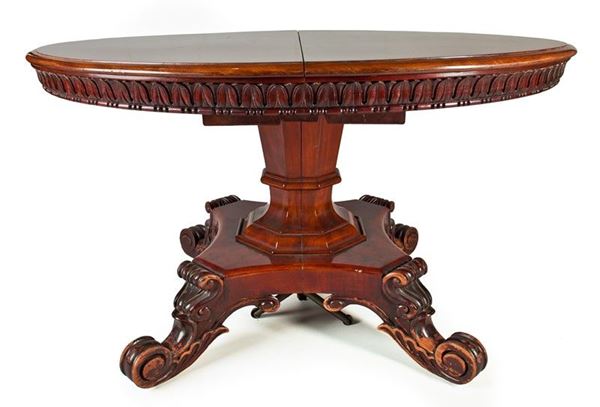 Tavolo allungabile in mogano, XIX secolo