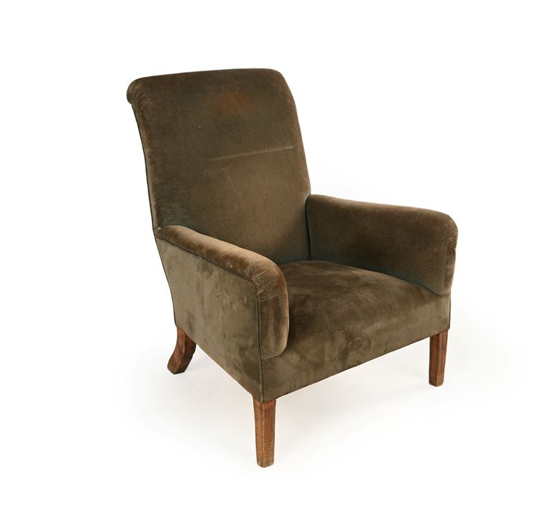 Poltrona in velluto verde, cm 100x65x85