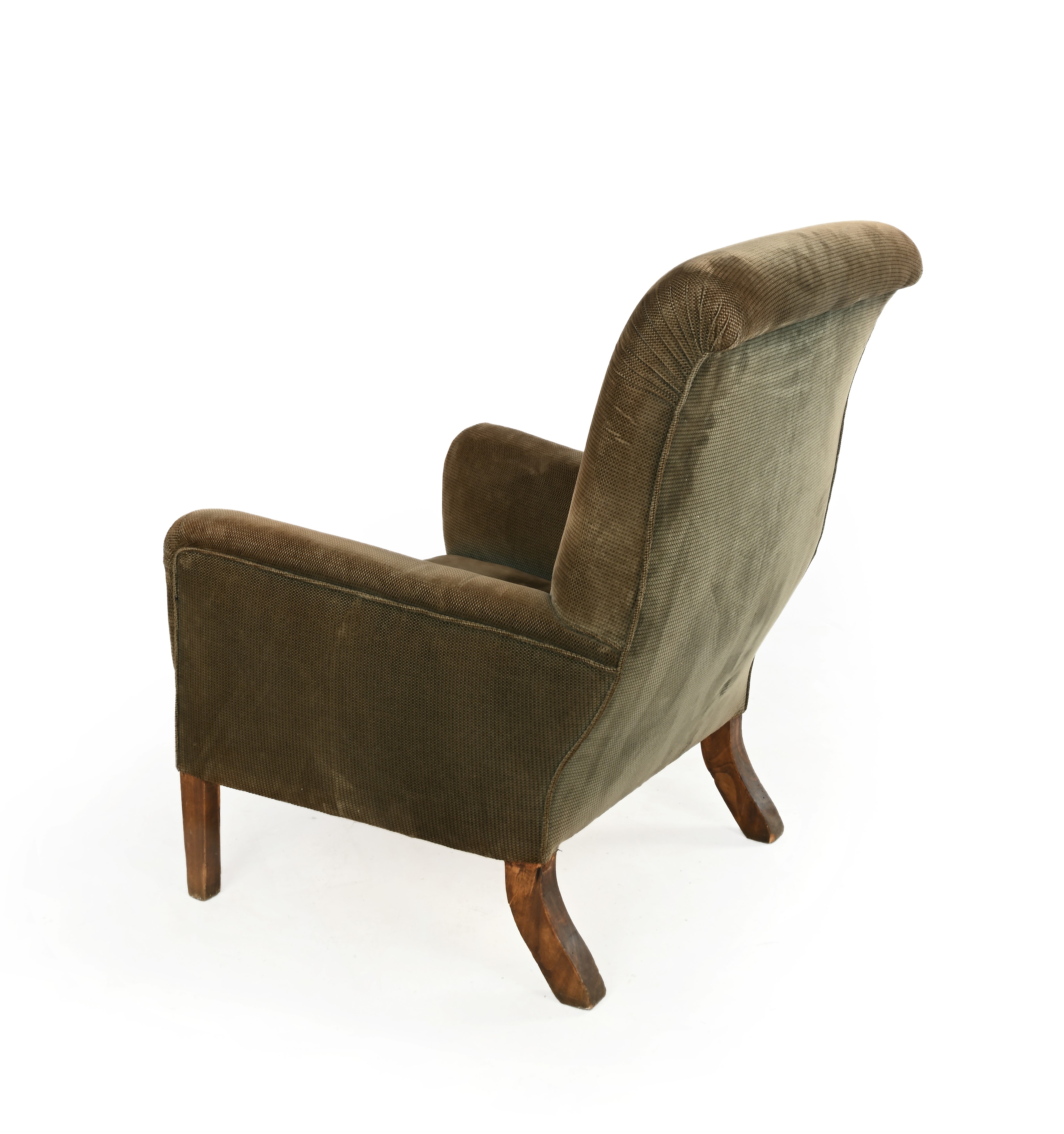 Poltrona in velluto verde, cm 100x65x85