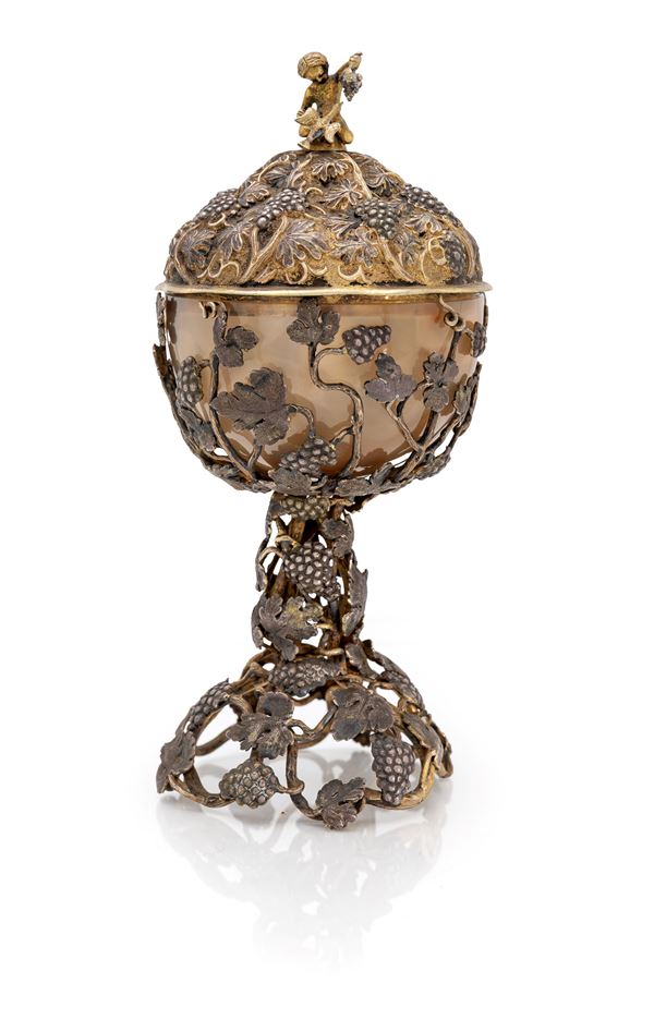 Antica pisside in argento dorato con custodia in cuoio  - Auction Antique and Modern Silver | Silver Treasures: Cult and Collecting - Casa d'Aste Arcadia