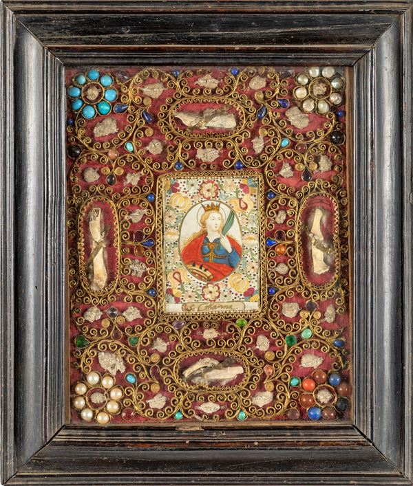 Quadro devozionale con Santa Caterina d'Alessandria, XIX secolo