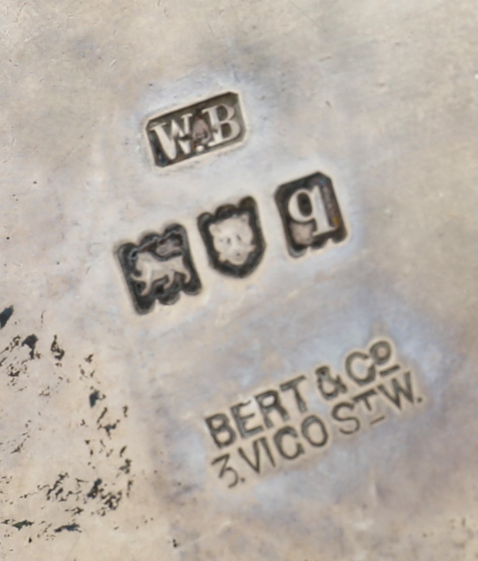 Bert & Co., Salsiere a navicella (coppia), Londra 1911, argento