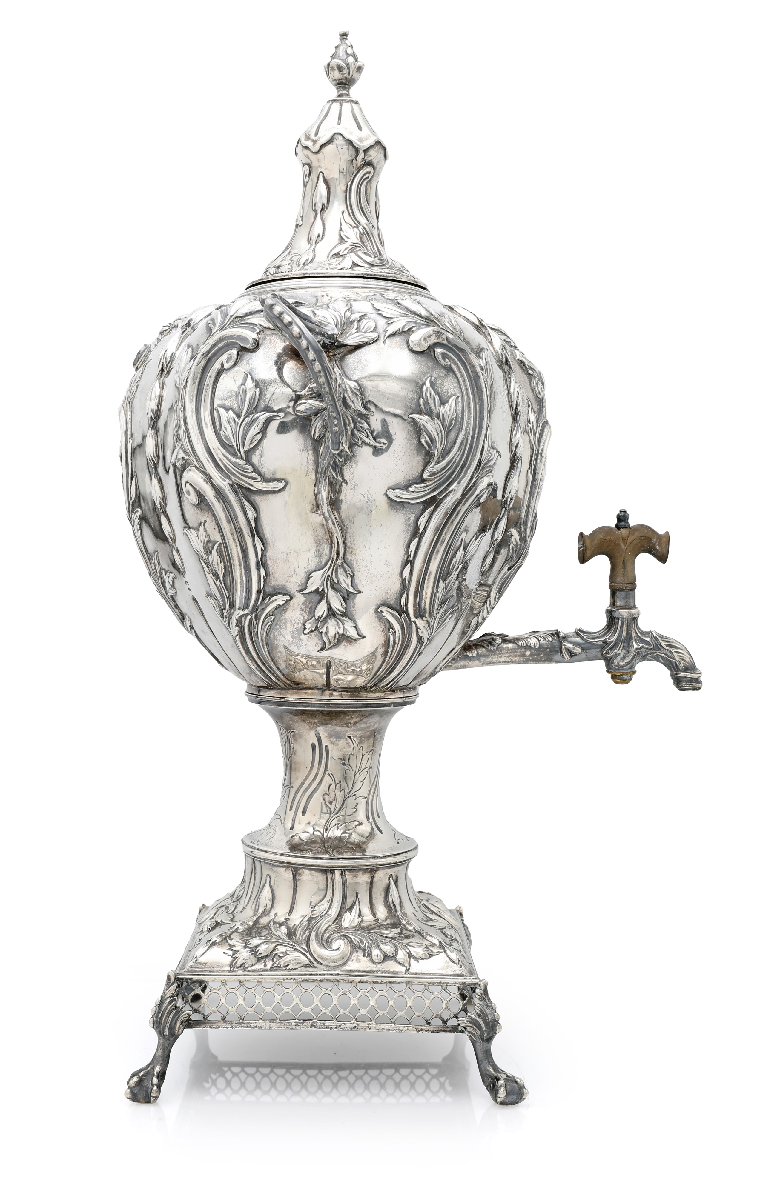 Samovar, argento sbalzato, Londra 1765