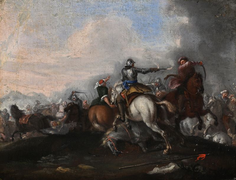 Scontro di cavalieri cristiani e turchi