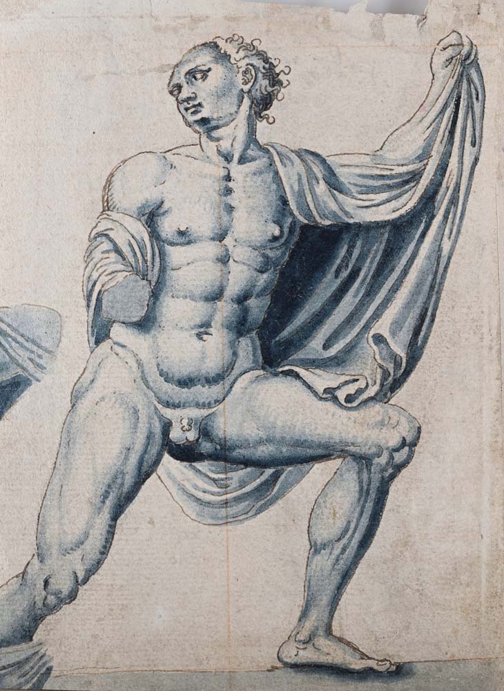 Baccio Bandinelli - Studio di figura e studio di nudo accademico, recto e verso