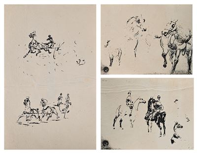 Tre studi di cavalli e cavalieri