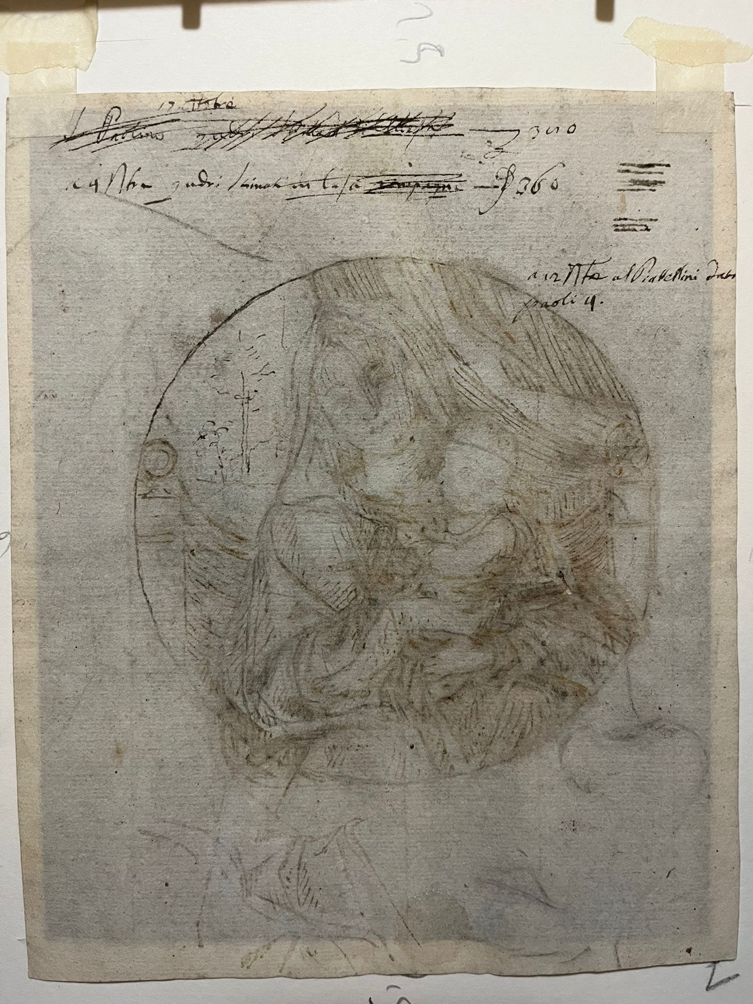 Scuola Romana del XVII Secolo - Ritratto di uomo (recto) e Madonna con Bambino (verso)