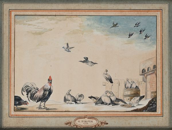 Veduta di animali da cortile