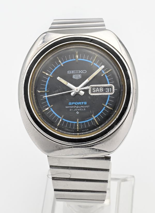 Seiko 5 Sports 6119-8450 - Orologio da polso automatico day-date da uomo in acciaio con bracciale in acciaio Seiko
