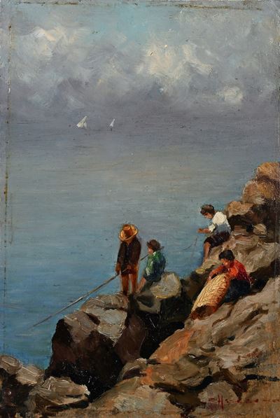 Ragazzi che pescano dagli scogli