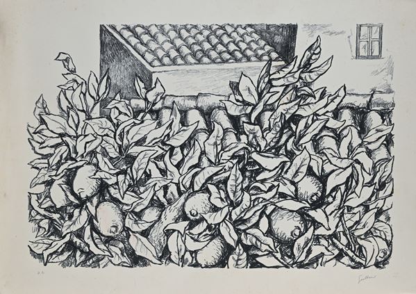 Renato Guttuso : Limoni a Bagheria  - Litografia - Asta Grafica Internazionale e Multipli d'Autore - Casa d'Aste Arcadia