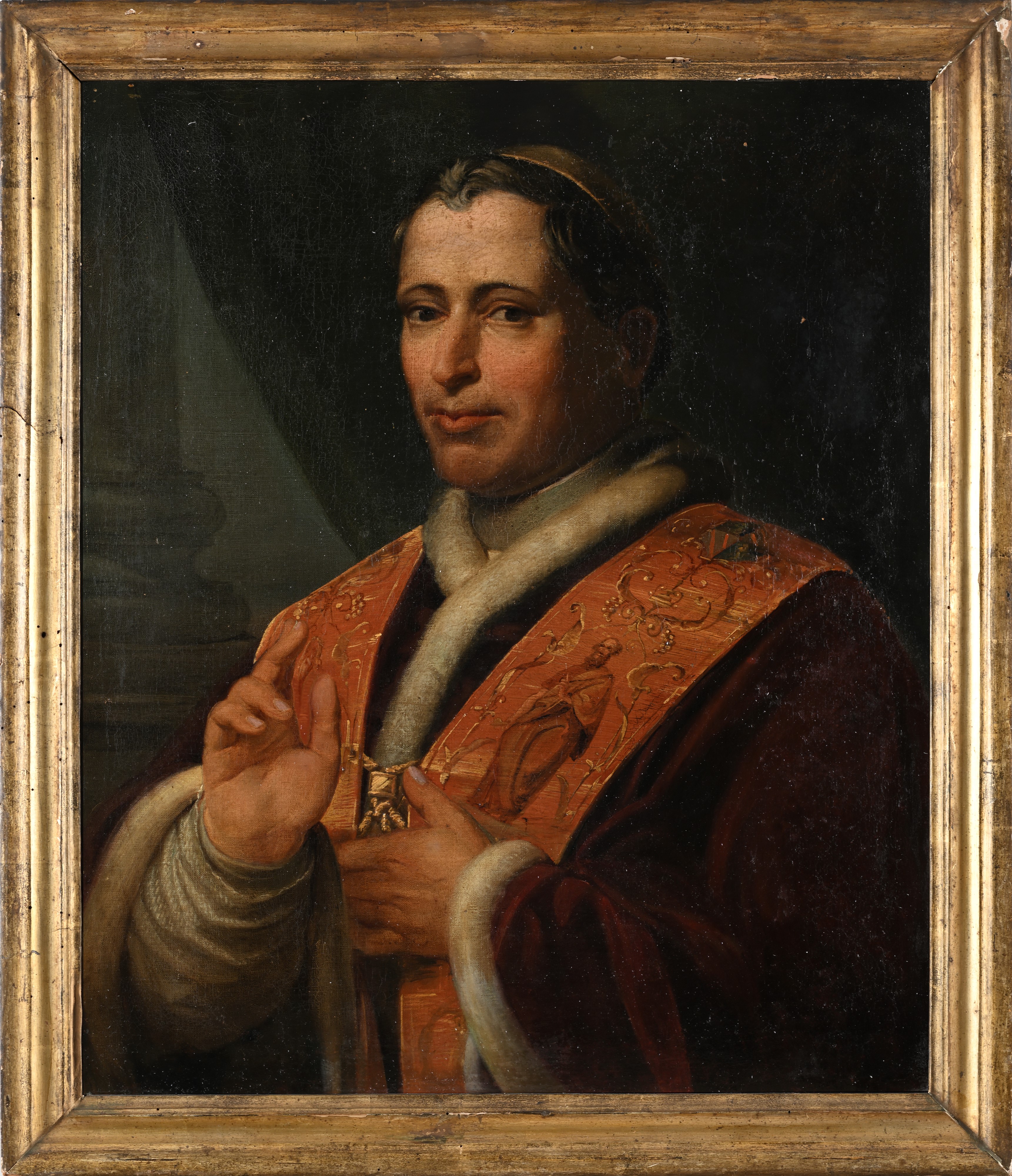 Pittore del XIX Secolo - Ritratto di Papa Pio IX, olio su tela