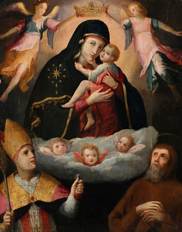 Madonna Regina del cielo col Bambino, San Gennaro e Santo eremita