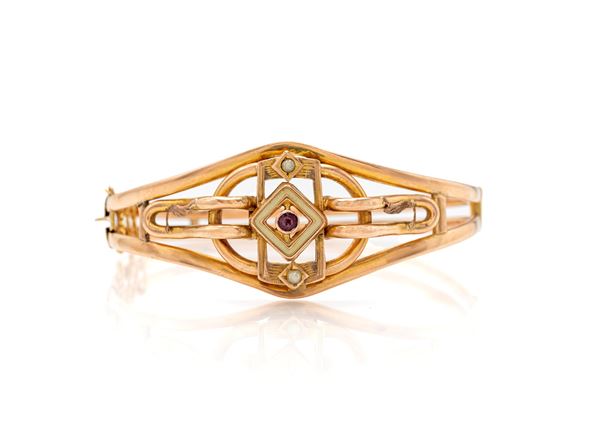 Bracciale antico in oro e pietre