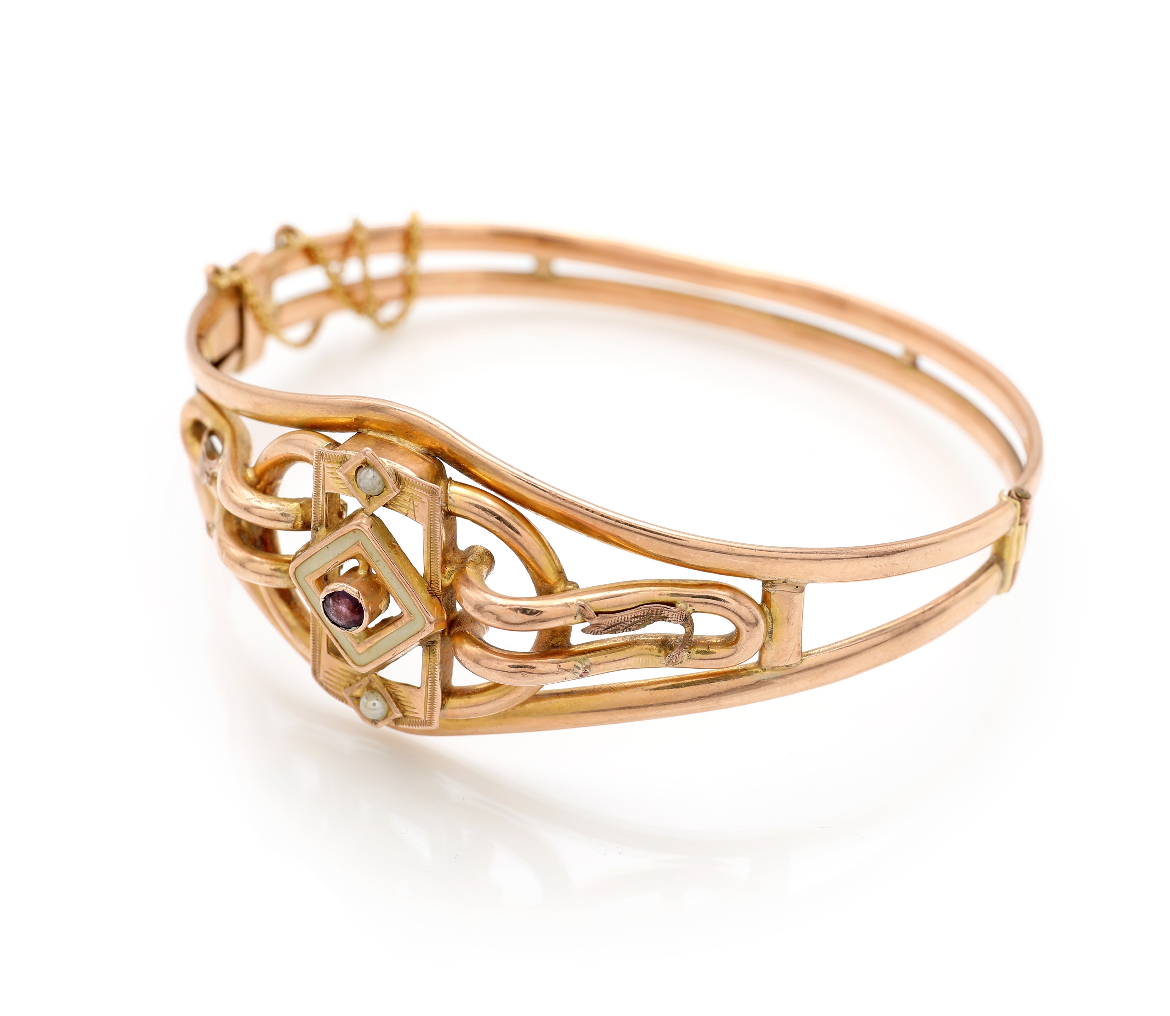 Bracciale in oro giallo 585/000 con pietre, veste polso cm 18