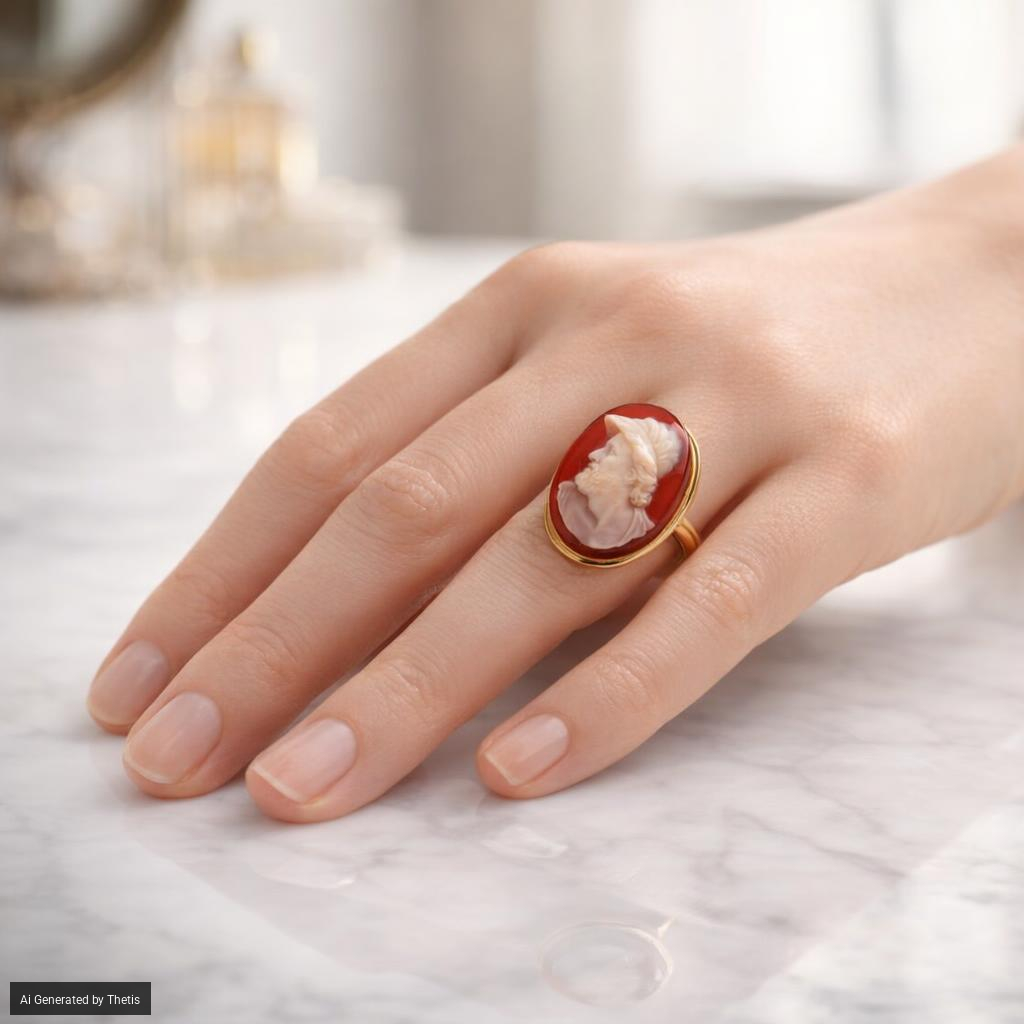 Anello in oro giallo 750/000 con cammeo