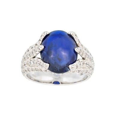 Anello in in Oro Bianco con Zaffiro Naturale