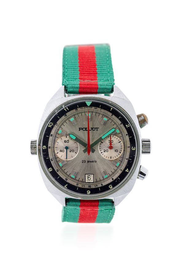 Polsot, cronografo in acciaio.  (Anni '70)  - Auction Important Wristwatches and Pocket Watches - Casa d'Aste Arcadia
