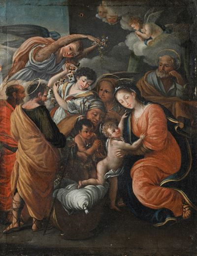 Madonna col Bambino, Santa Elisabetta, San Giovannino, San Giuseppe, olio su tela