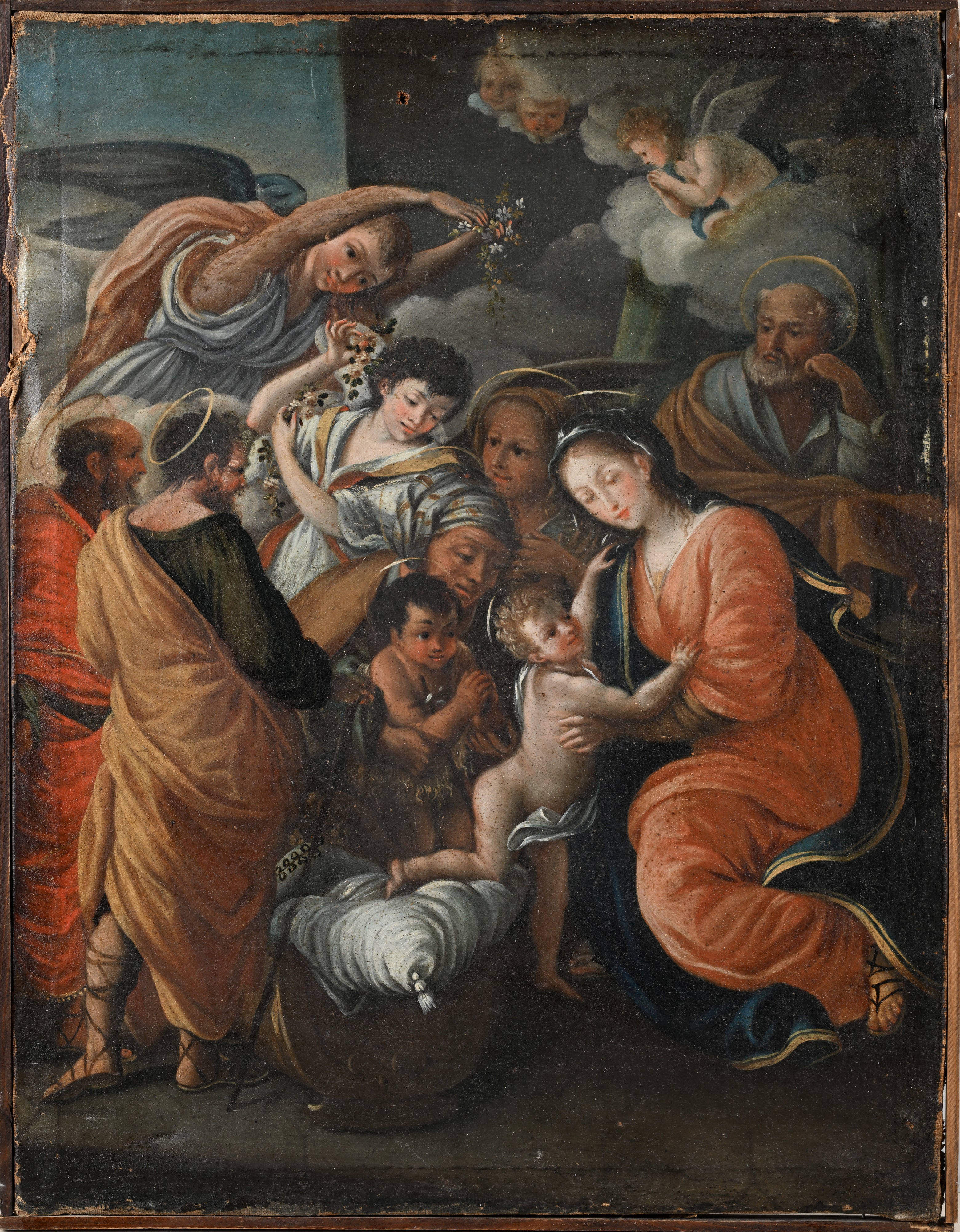 Pittore del XVIII Secolo - Madonna col Bambino, Santa Elisabetta, San Giovannino, San Giuseppe, o...