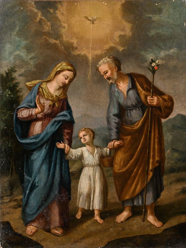 Pittore del XVIII secolo - Sacra Famiglia - Madonna col Bambino e San Giuseppe